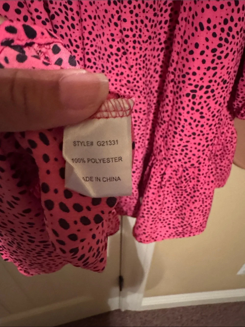 JODIFL Hot Pink Polka Dot Long Sleeve Mini Dress
